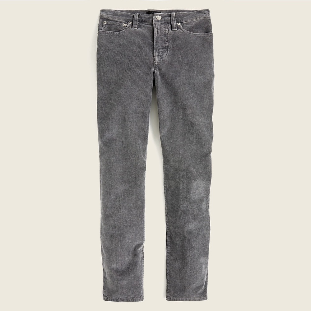 J. Crew 9" high-rise toothpick jean in garment-dyed corduroy - COAL GREY